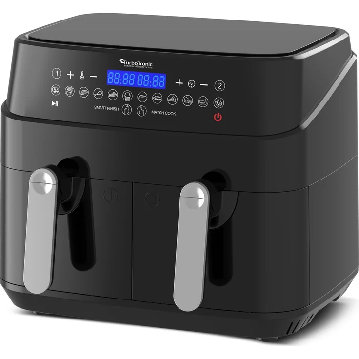 Turbotronic Doppel Heißluftfritteuse XXL, ohne Öl, 4.5 Liter Fassungsvermögen, silber – Bild 5