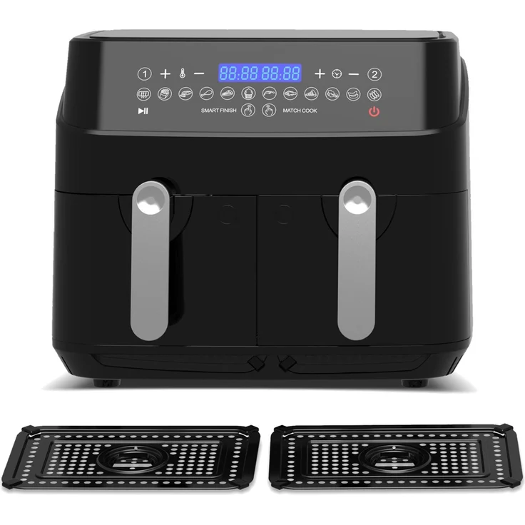 Epiq XXL Doppel Heißluftfritteuse, ohne Öl, 9 Liter Fassungsvermögen, 1750 Watt, schwarz, 80000690 – Bild 7