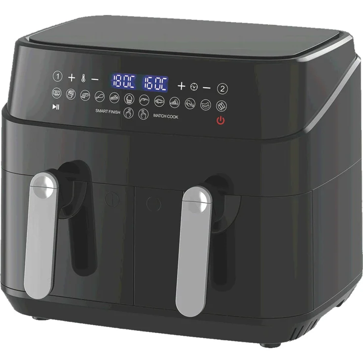 Epiq XXL Doppel Heißluftfritteuse, ohne Öl, 9 Liter Fassungsvermögen, 1750 Watt, schwarz, 80000690 – Bild 2