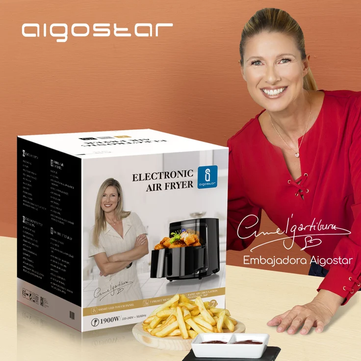 Aigostar Cube 30IBT Heißluftfritteuse, ohne Öl, 7 Liter Fassungsvermögen, 1900 Watt, schwarz – Bild 3