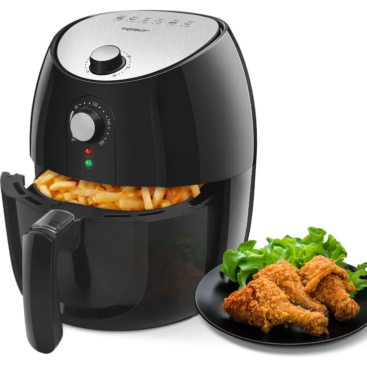 Aigostar Hayden Pro Heißluftfritteuse XL, ohne Öl, 3.5 Liter Fassungsvermögen, 1500 Watt, Edelstahl, schwarz, 300010IBO