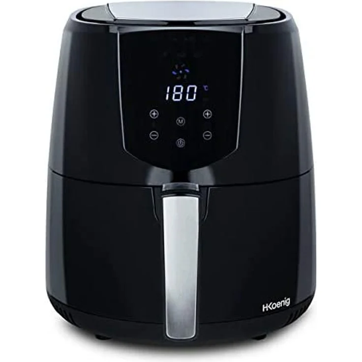 H.Koenig FRY700 FRY800 Heißluftfritteuse, ohne Fett, 1.6 Liter Fassungsvermögen, 850 Watt, Edelstahl, schwarz – Bild 1