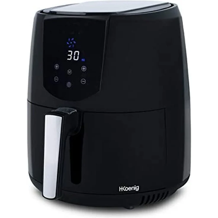 H.Koenig FRY700 FRY800 Heißluftfritteuse, ohne Fett, 1.6 Liter Fassungsvermögen, 850 Watt, Edelstahl, schwarz – Bild 2