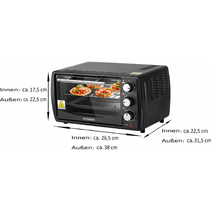 Steinborg Minibackofen, 13 Liter, Timer, Krümelblech, 1200 Watt – Bild 3