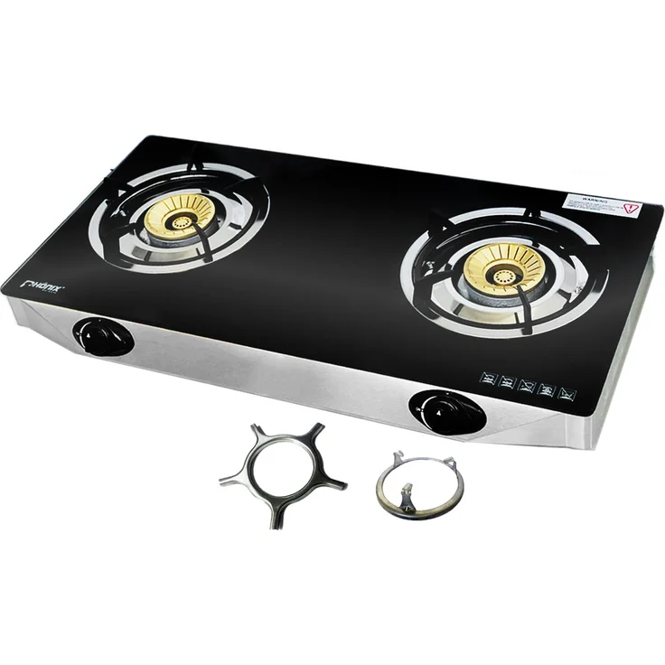 Phönix PS-2 Glas Gaskocher 2 flammig Propan Gasherd mit Zündsicherung 8 KW