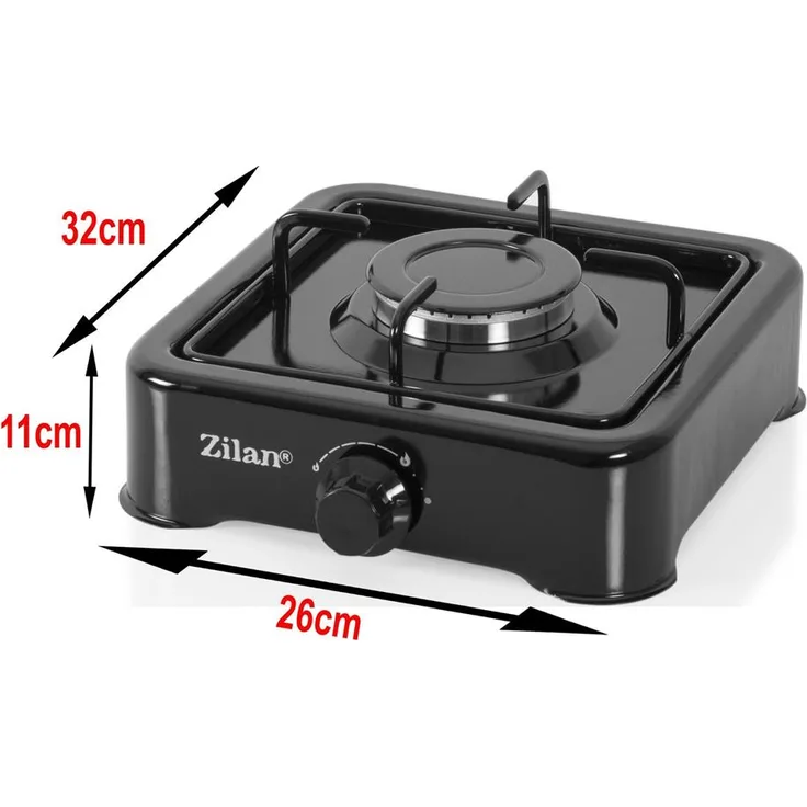 Zilan ZLN-0018 Gaskocher, Kochplatte, Standgerät, Breite 26 cm, 1-Flammig, schwarz