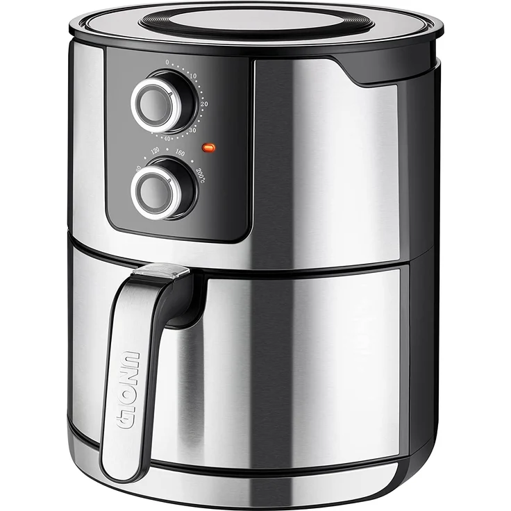 UNOLD XL 58655 Heißluftfritteuse, ohne Fett, 5 Liter Fassungsvermögen, 1400 Watt, silber, Grillfunktion – Bild 1