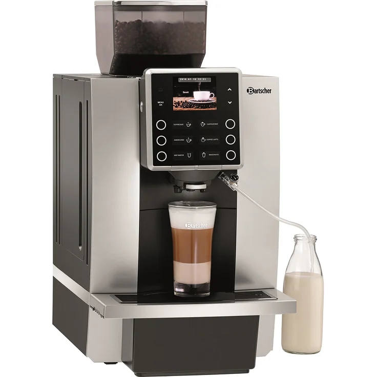 Bartscher KV1 Classic Kaffeevollautomat schwarz-silber Festwasseranschluss, Milchaufschäumer – Bild 1