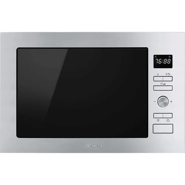 SMEG FMI425X Mikrowelle mit Grill, Einbaugerät, 900 Watt, 25 Liter Garraum, silber