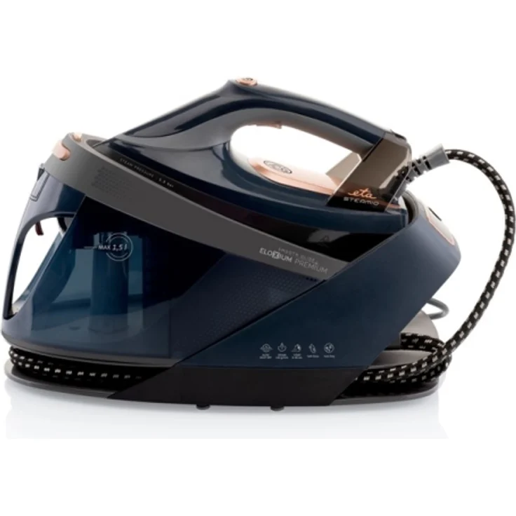 ETA ETA129090000 Steamio Dampfbügelstation, 2200 W, 5,5 Bar, Dampf 120 g-min, Eloxium Premium Bügelsohle, Tank 1,5 l, Anti-Kalk, blau – Bild 1