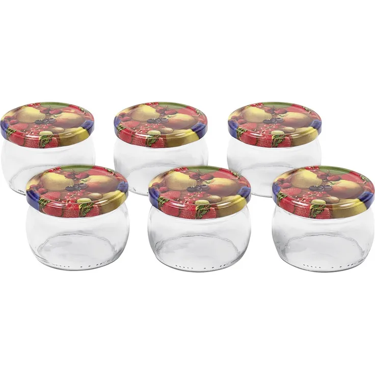 EMSY Schraubdeckelglas bauchig 258ml mit 82mm TO-Deckel Obstde6er Tray (121357)