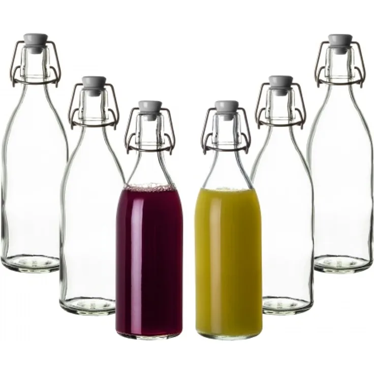 6x Glasflasche mit Bügelverschluss 500ml Draht-Bügelflasche zum Einkochen