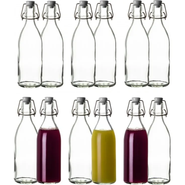 12x Glasflasche mit Bügelverschluss 500ml Draht-Bügelflasche zum Einkochen