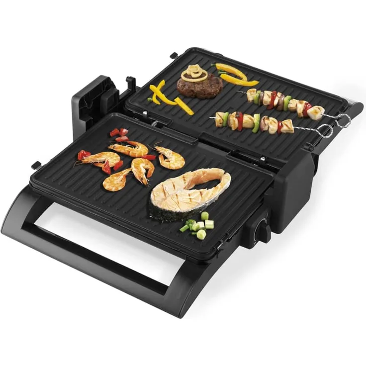 Princess Kontaktgrill 2-in-1, 1500W, austauschbare Grillplatte, 180° Öffnen, Tischgrill, Thermostat, schwarz