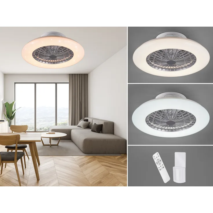 Flacher LED Deckenventilator Ø50cm mit Licht Lampe dimmbar Fernbedienung & Timer
