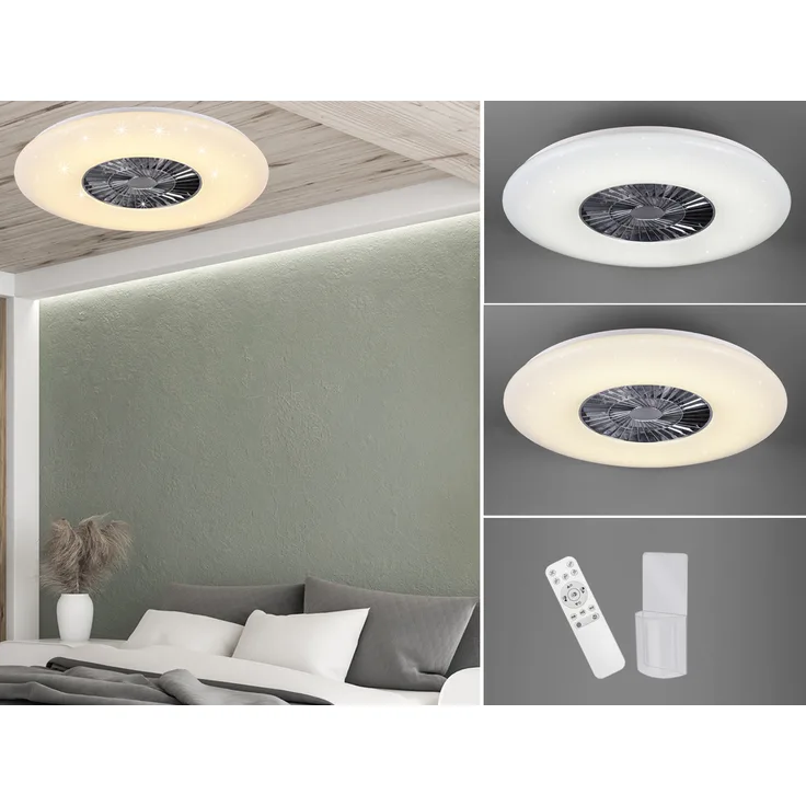 Flacher LED Deckenventilator Ø59cm mit Licht Lampe dimmbar Fernbedienung & Timer