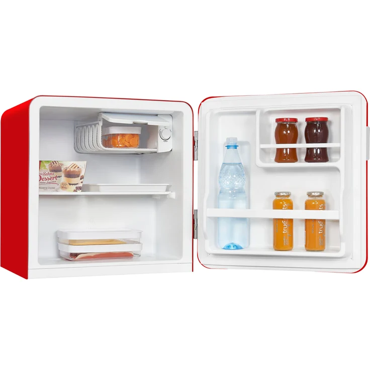 Exquisit CKB45-0-031F Minikühlschrank, freistehend, rot, Energieklasse F – Bild 2