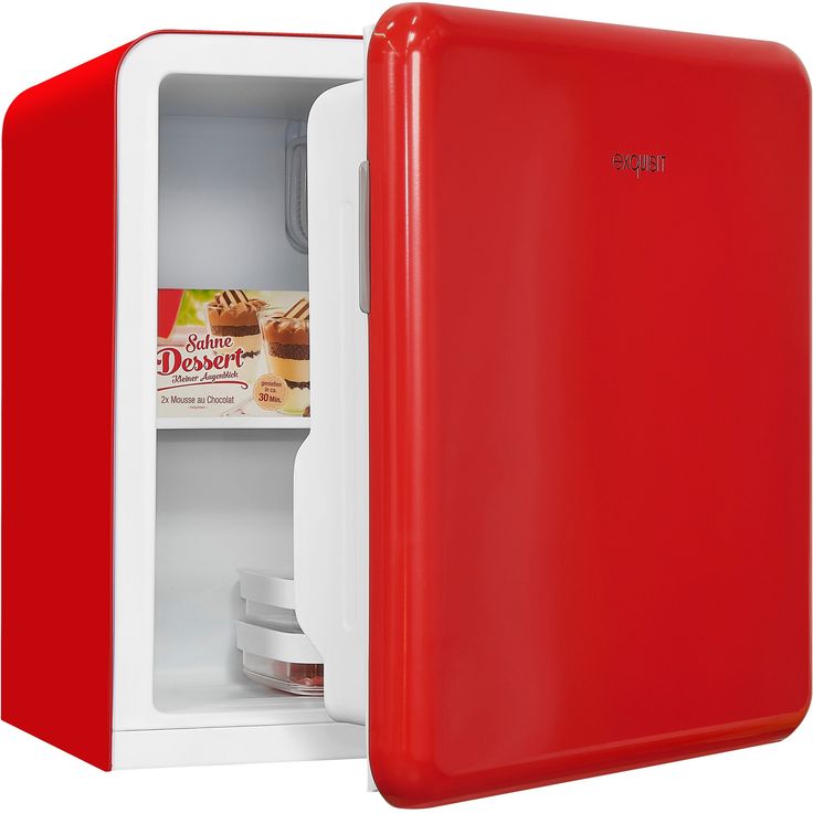 Exquisit CKB45-0-031F Minikühlschrank, freistehend, rot, Energieklasse F