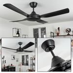 Hofstein Tjerne Deckenventilator 122 cm, Schwarz, 4 Geschwindigkeiten