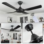 Hofstein Tjerne Deckenventilator 122 cm, Schwarz, 3 Geschwindigkeiten