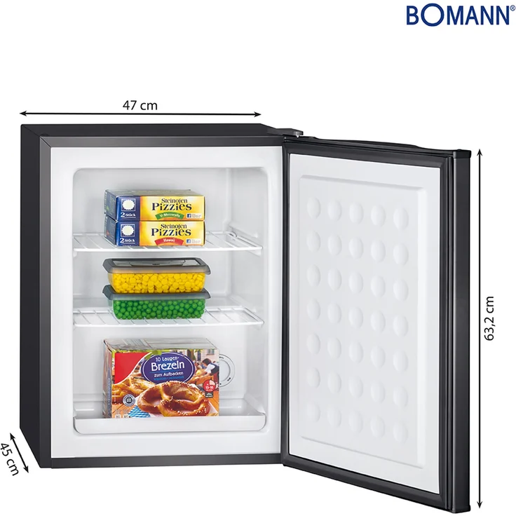 Bomann GB 7236 Mini-Gefrierschrank, freistehend, schwarz, Lagerzeit bei Störung 10 h, Breite 47 cm, Energieklasse E – Bild 6