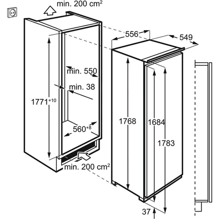 AEG ABE818F6NC Gefrierschrank, Einbau, weiß, NoFrost, Schnellgefrieren, Abtauautomatik, Breite 55.6 cm, Energieklasse F – Bild 3