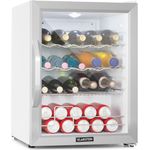 Klarstein Beersafe XL Crystal White Getränke-Kühlschrank, 60 Liter, 4 Böden, Panoramaglastür, Edelstahl, freistehend, Energieklasse D