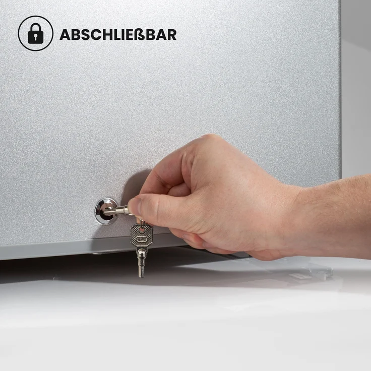 Stillstern E 45L Minikühlschrank mit Abtauautomatik, Schloss, Frostfach, leise, freistehend, Energieklasse E, Edelstahloptik – Bild 6