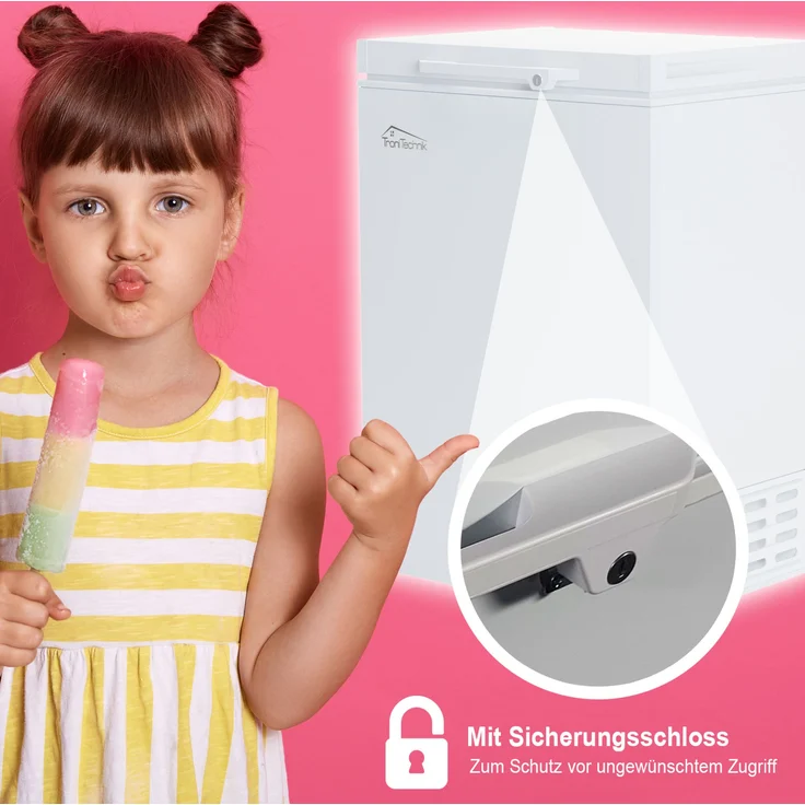 TroniTechnik Borgar 100 L Gefriertruhe, freistehend, abschließbar mit Korb, Breite 55 cm, Energieklasse E – Bild 5