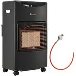 Juskys Gasheizung GS42US – Infrarot-Heizstrahler bis 4200 W für Terrasse & Outdoor – mobiles Heizgerät mit Keramikplatten – Gasheizstrahler in Schwarz