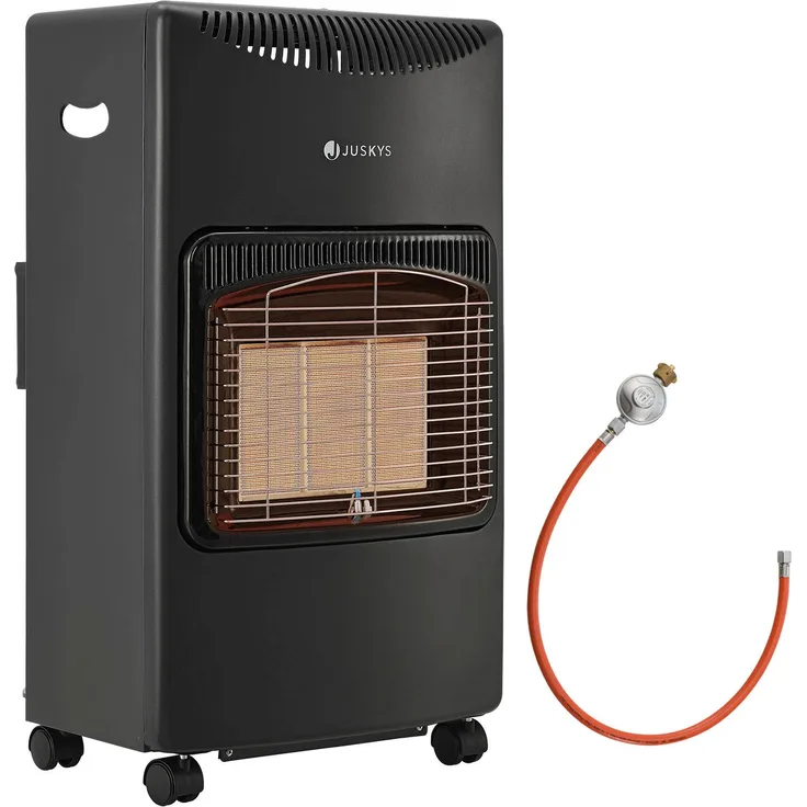 Juskys Gasheizung GS42US – Infrarot-Heizstrahler bis 4200 W für Terrasse & Outdoor – mobiles Heizgerät mit Keramikplatten – Gasheizstrahler in Schwarz