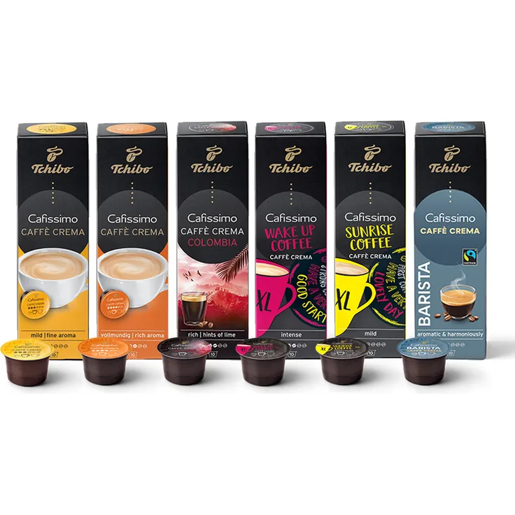 Tchibo Cafissimo Probierset, verschiedene Sorten Caffè Crema, 60 Stück (6 x 10 Kapseln)