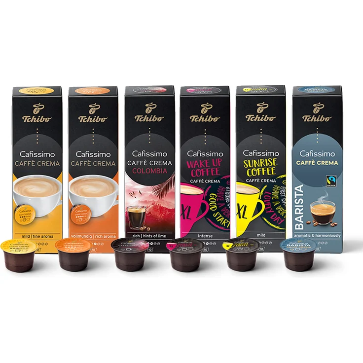 Tchibo Cafissimo Probierset, verschiedene Sorten Caffè Crema, 60 Stück (6 x 10 Kapseln) – Bild 1