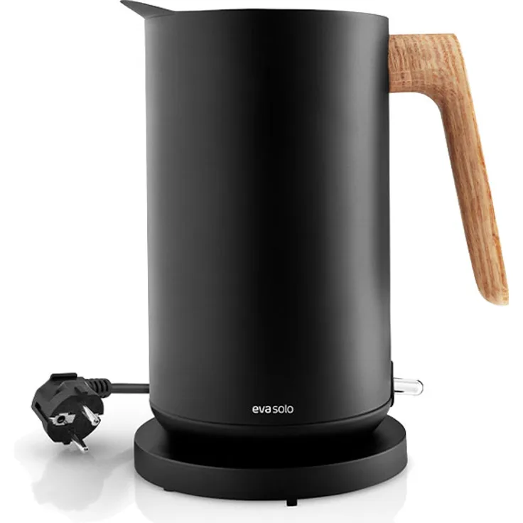 Eva Solo Wasserkocher Nordic Kitchen, 2200W, 1500 ml, kabellos, Edelstahl und Kunststoff, mit Eichen­holzgriff, schwarz