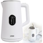 LIVOO DOD185W Wasserkocher, 1,5 L, Temperaturanzeige, Warmhaltefunktion, 1800 W, 5 Temperaturstufen: 40, 60, 85, 90 und 100 °C, weiß
