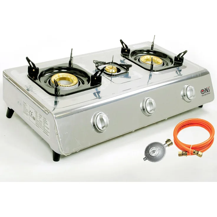 NGB-300 Hochwertiger Edelstahl Gaskocher 3 flammig LPG Campingkocher 10 KW