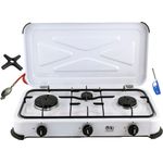 Gaskocher 3-flammig Propan Campingkocher 4,25 KW mit Deckel + Gasschlauch-Regler-Set - Preisvergleich