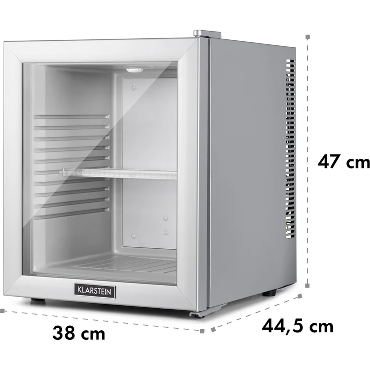 Klarstein Brooklyn 32 Mini-Kühlschrank, freistehend, Glastür, LED Ablage, grau, Energieklasse F – Bild 7
