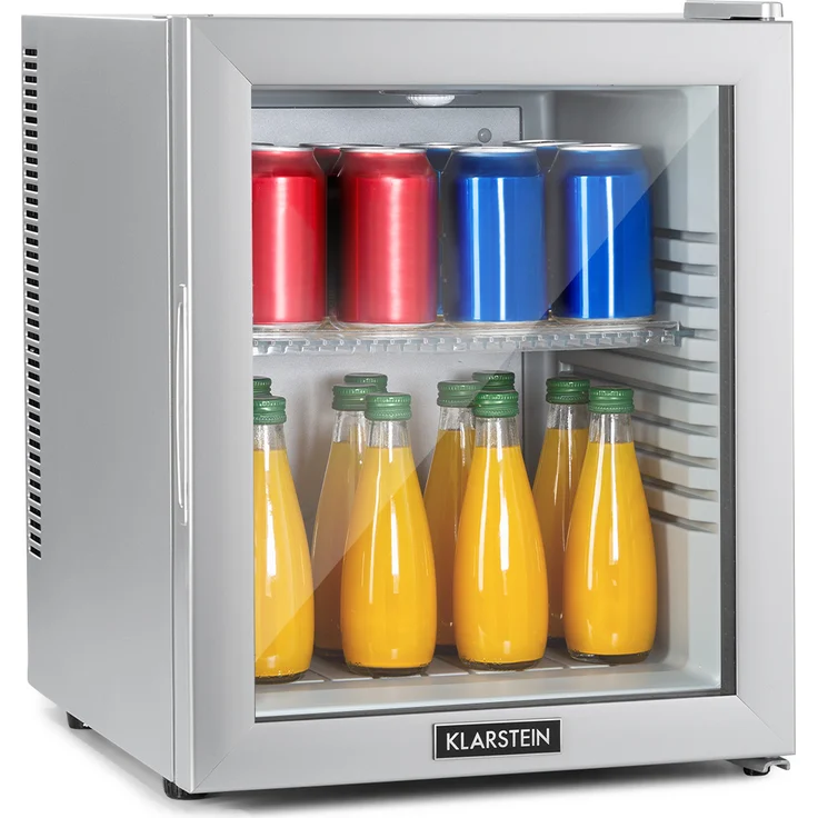 Klarstein Brooklyn 32 Mini-Kühlschrank, freistehend, Glastür, LED Ablage, grau, Energieklasse F – Bild 1