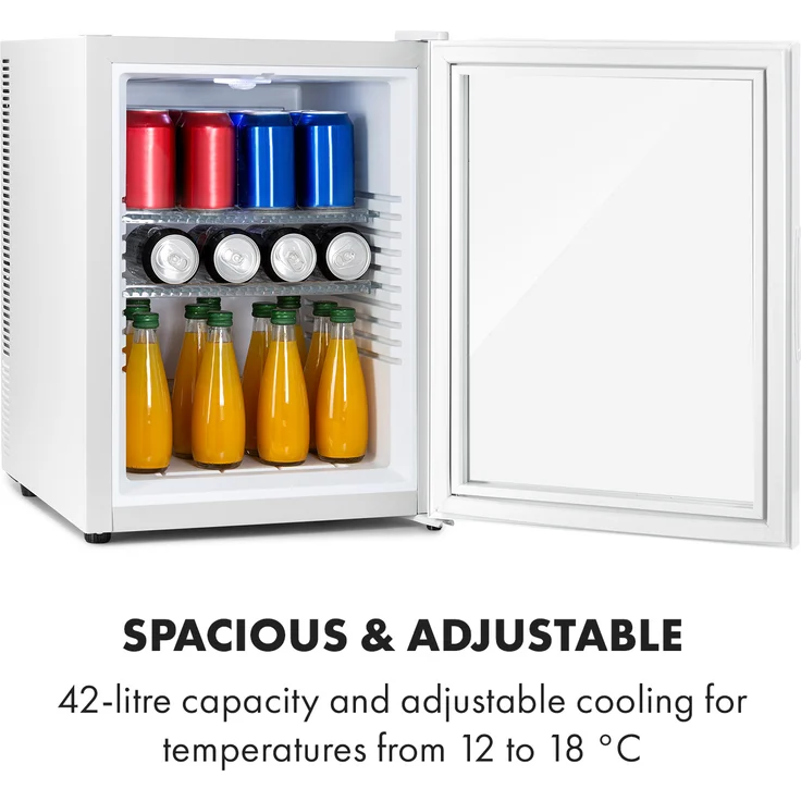 Klarstein Brooklyn 42 Mini-Kühlschrank, freistehend, Glastür, LED Ablage, weiß, Energieklasse F – Bild 5