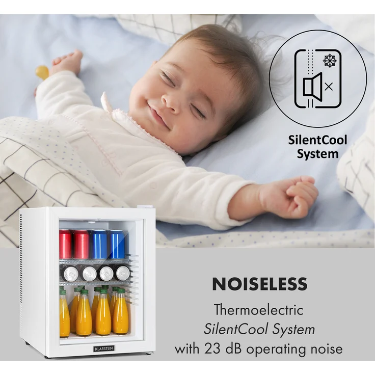Klarstein Brooklyn 42 Mini-Kühlschrank, freistehend, Glastür, LED Ablage, weiß, Energieklasse F – Bild 4