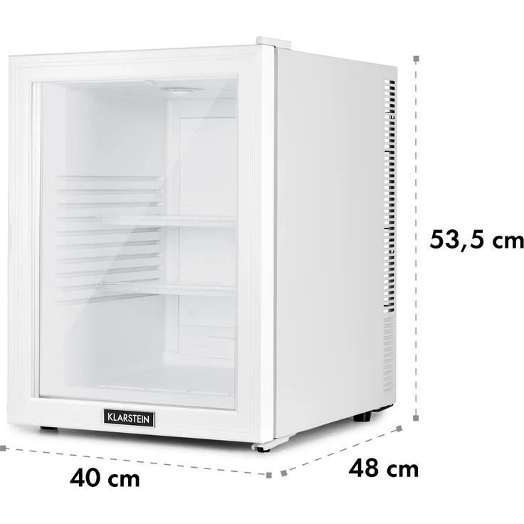 Klarstein Brooklyn 42 Mini-Kühlschrank, freistehend, Glastür, LED Ablage, weiß, Energieklasse F – Bild 10