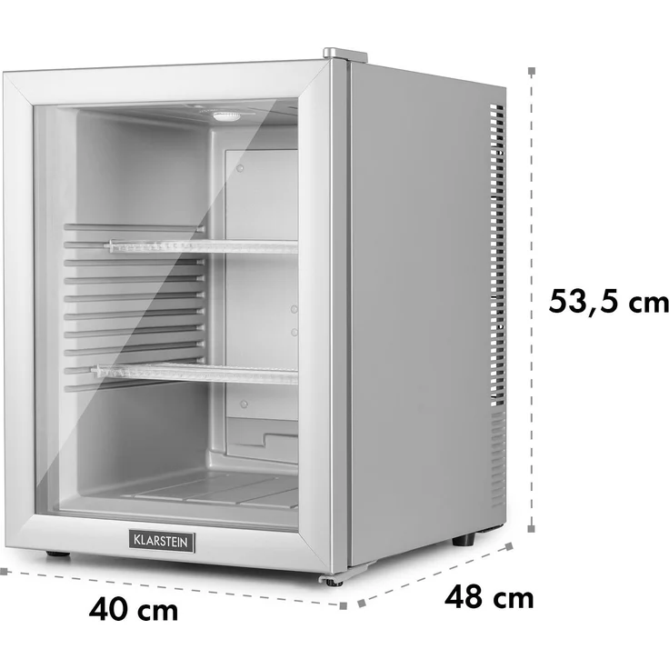 Klarstein Brooklyn 42 Mini-Kühlschrank, freistehend, Glastür, LED Ablage, grau, Energieklasse F - Preisvergleich – Bild 10