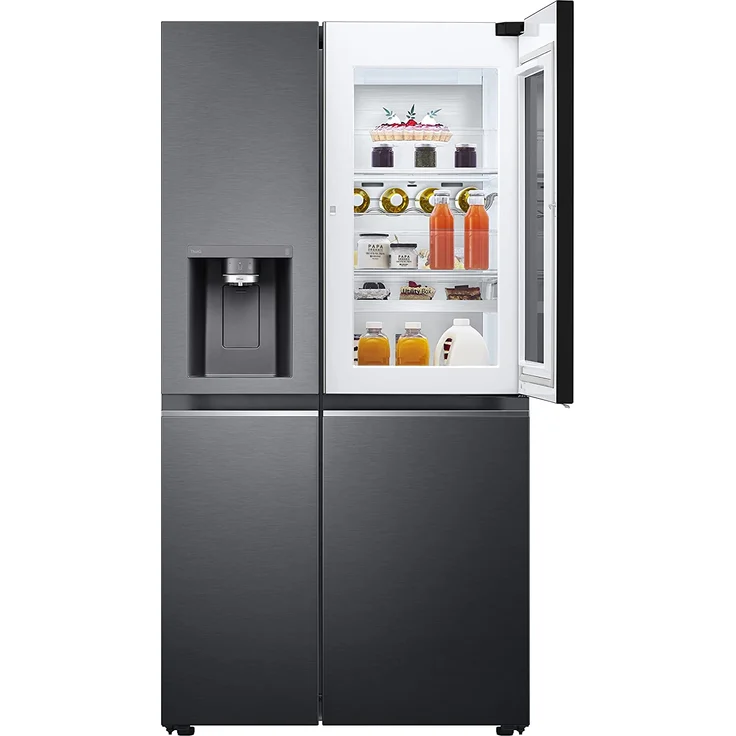 LG GSXV90MCDE Side-by-Side-Kühlschrank, freistehend, schwarz, NoFrost, InstaView, Schnellkühlen und -gefrieren, Wasserspender, Festwasseranschluss, Breite 91.3 cm – Bild 3