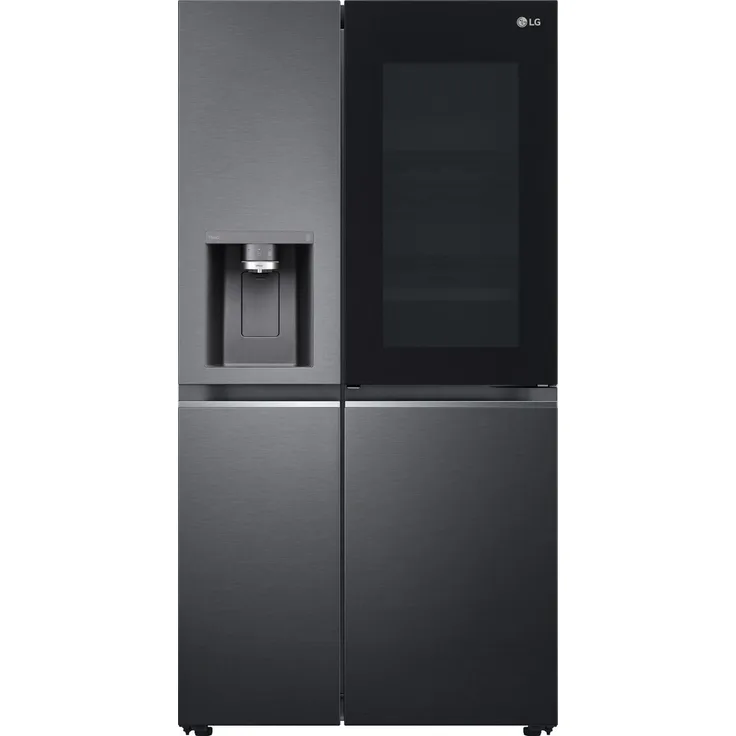 LG GSXV90MCDE Side-by-Side-Kühlschrank, freistehend, schwarz, NoFrost, InstaView, Schnellkühlen und -gefrieren, Wasserspender, Festwasseranschluss, Breite 91.3 cm