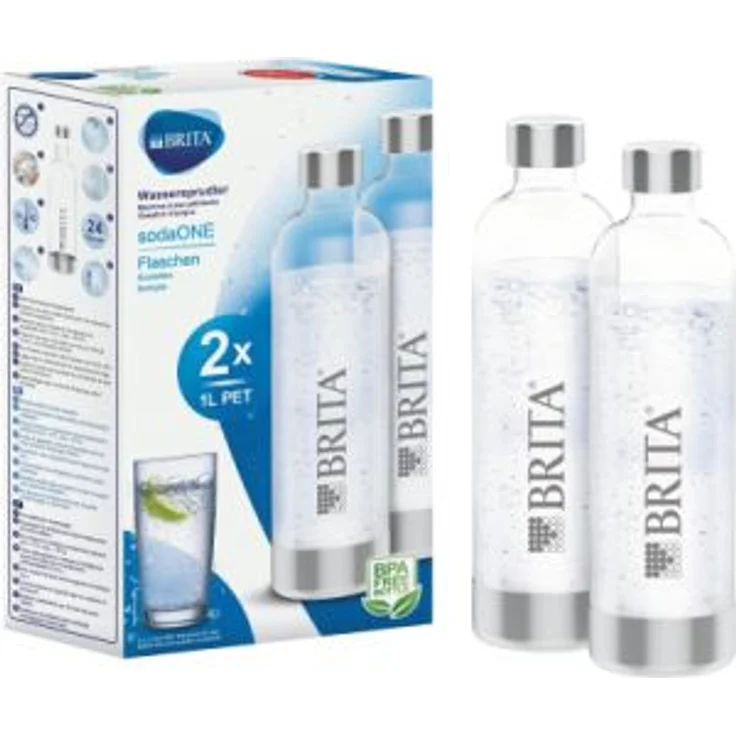 Brita PET-Flasche, für Wassersprudler, 2er-Set, 1 Liter, durchsichtig – Bild 1