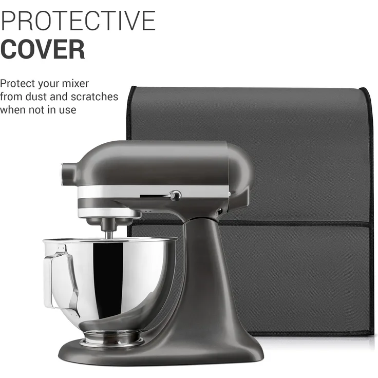 Kwmobile Hülle, kompatibel mit KitchenAid 4,3-4,8 Liter - Mit 3 Fächern - Küchenmaschine Staubschutz Abdeckhaube, dunkelgrau
