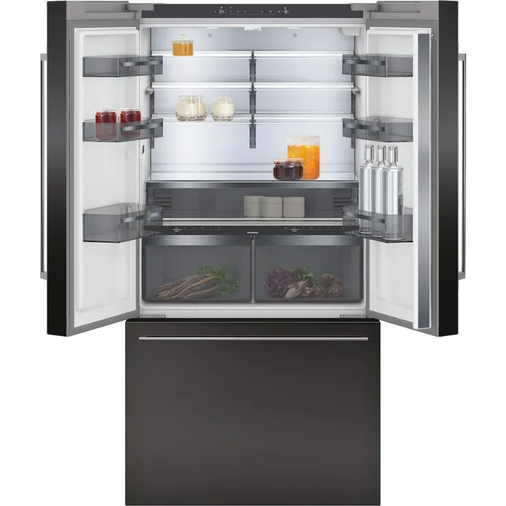 Gaggenau RY295350 Serie 200 French-Door-Kühlschrank, freistehend, schwarz, NoFrost, 0-Grad-Zone, Wasser- und Eiswürfelspender, Festwasseranschluss, Schnellgefrieren, Breite 90.5 cm - Preisvergleich