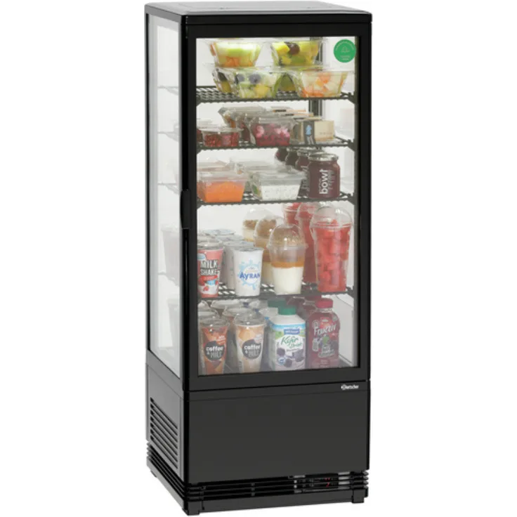 Bartscher Mini-Kühlvitrine 98 Liter schwarz, Gewerbekühlvitrine