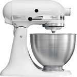 KitchenAid Classic 5K45SSEFW Küchenmaschine mit Direktantrieb, 275W, 4,3 L Edelstahlschüssel, matt weiß, Serie: 5K45SS